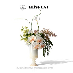 法式轻奢天然玉石花瓶售楼处酒店客厅餐桌玄关花艺高级感花器摆件