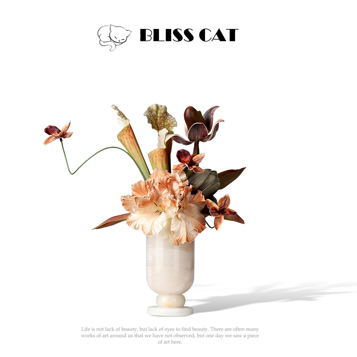 新中式艺术天然玉石花瓶插花酒店会所客厅茶几花艺高级感花器摆件