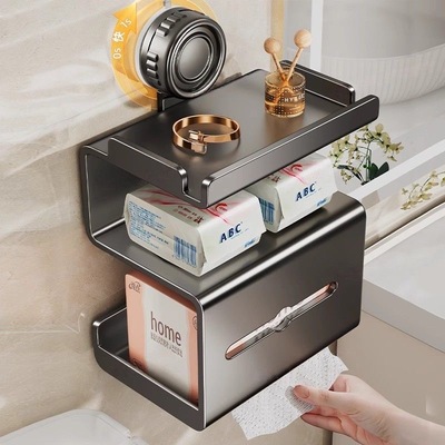 吸盘纸巾盒卫生间厕纸盒免打孔壁挂式厕所卷纸抽纸盒卫生纸置物架