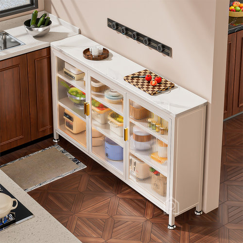 厨房极窄边柜置物橱柜岩板操作台落地多层餐边柜锅碗多功能收纳架