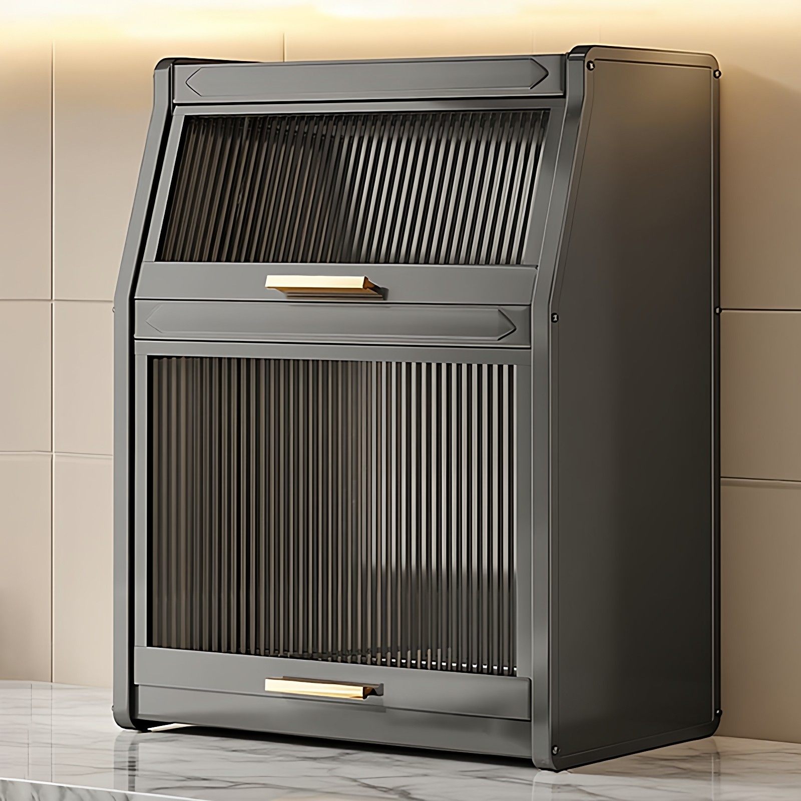 厨房置物架台面调料架多功能家用防尘调料柜翻盖式油盐酱醋收纳柜,收纳整理,整理架/置物架/收纳架,淘宝优惠券,粉丝福利购,淘宝优惠卷