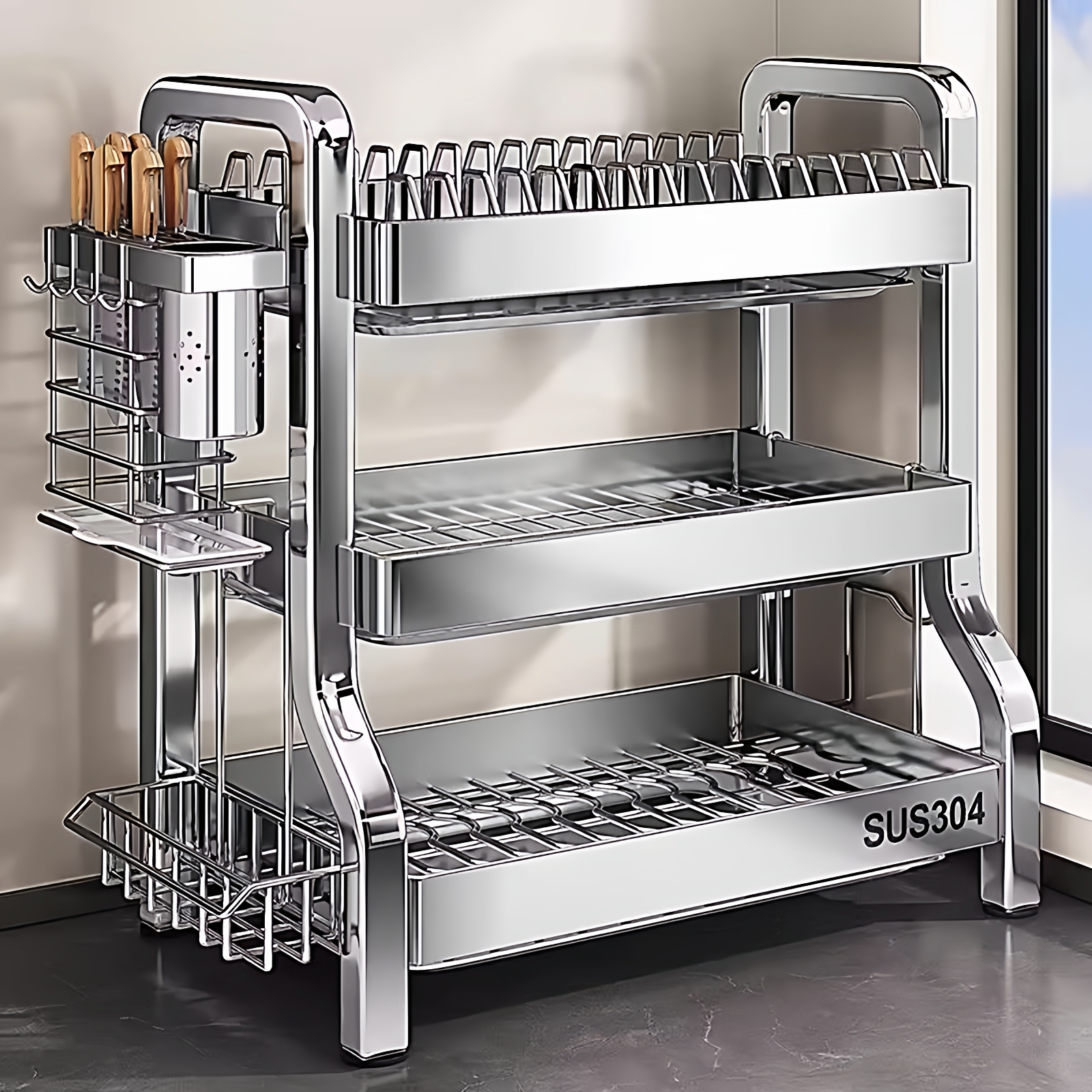 304不锈钢沥水架厨房置物架