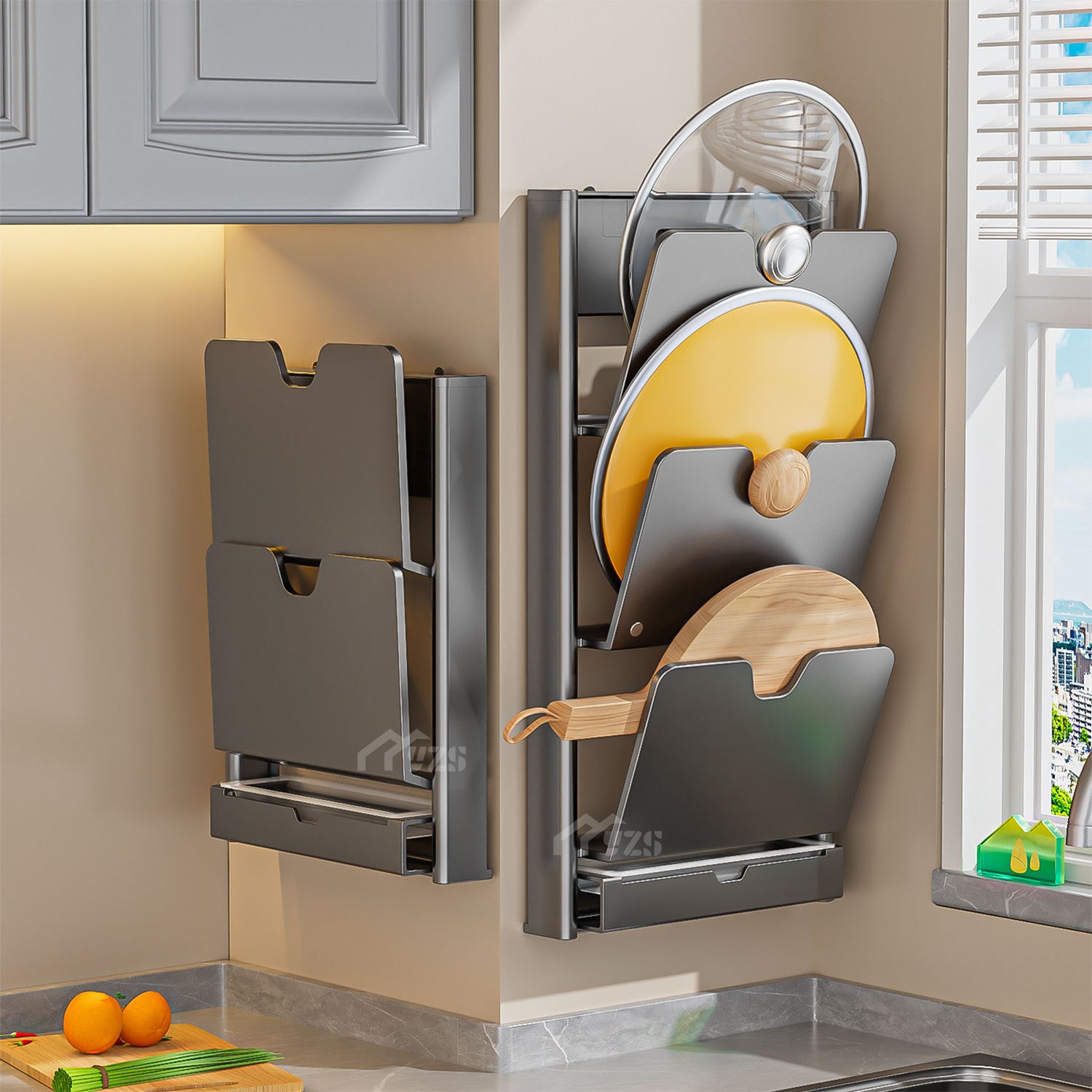 吸盘锅盖放置器壁挂式厨房置物架