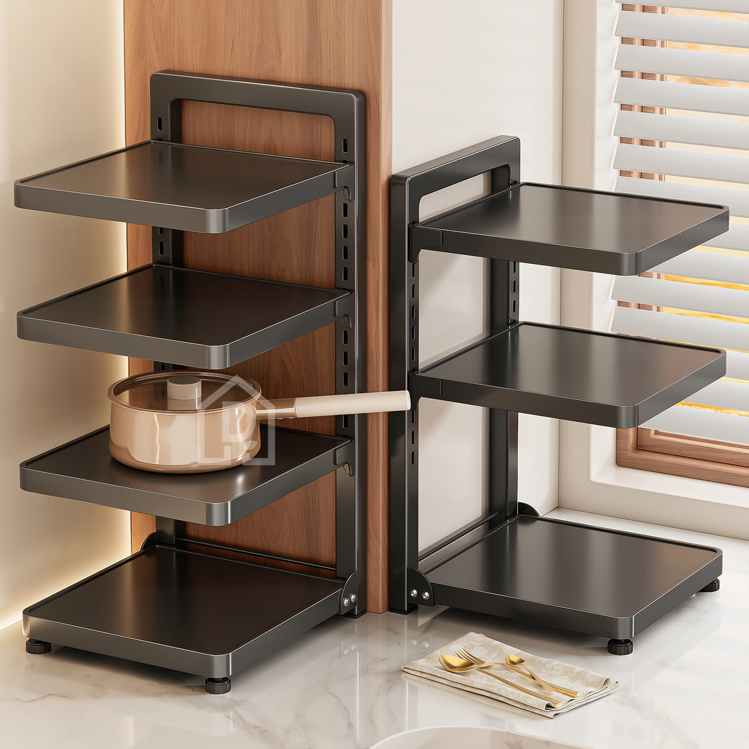 小户型厨房锅架可调节锅具收纳架可折叠多层家用多功能水槽置物架