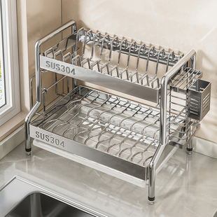 304不锈钢沥水碗架厨房置物架家用多功能放碗盘子碗筷碗碟收纳架