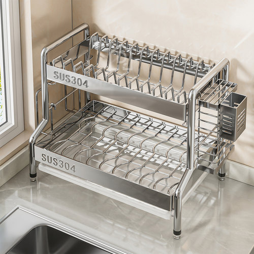 304不锈钢沥水碗架厨房置物架家用多功能放碗盘子碗筷碗碟收纳架