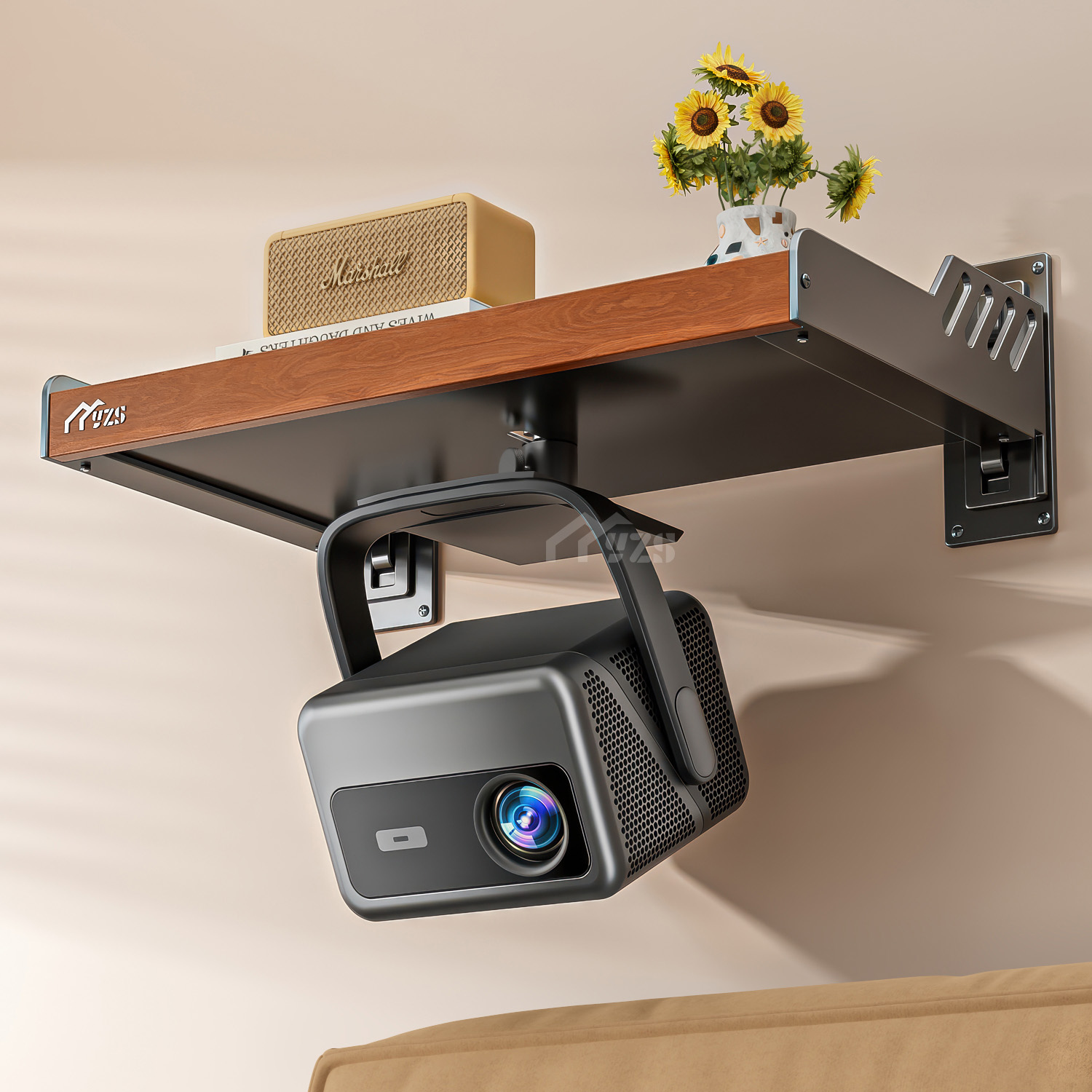 投影仪支架壁挂墙床头机适用极米小米坚果当贝爱普生小明置物架多功能免打孔放置台架子万向云台沙发后悬空式