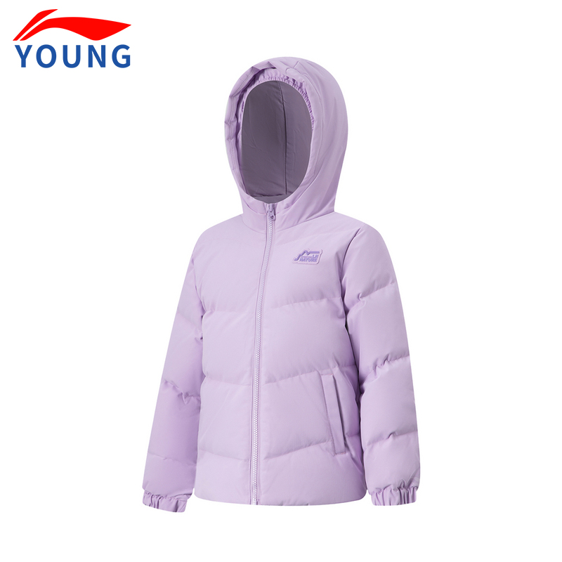 李宁儿童女大童连帽羽绒服