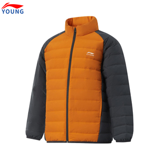 李宁2026男中大童儿童排骨羽绒服青少年冬季保暖防风鸭绒舒适外套