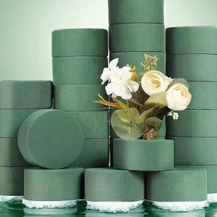 加厚圆形花泥有钱花蛋糕花泥diy材料插花泡沫底座抱抱福桶花泥块