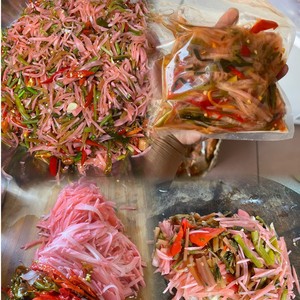 陕南安康特产老坛泡菜丝农家泡萝卜酸辣椒豇豆蒜苔混合装200g切丝