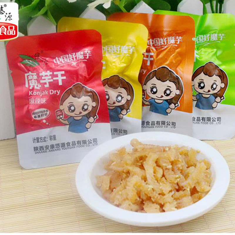 陕西安康特产正品悠源魔芋爽素毛肚麻辣五香味辣条魔芋干制品素食