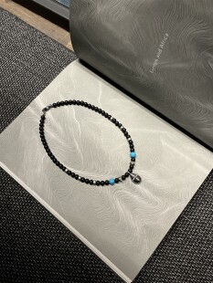 Hito STORE｜原创小众哑光黑玛瑙黑银金属串珠项链