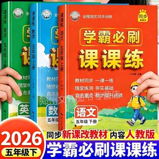 五年级下册同步练习册学霸必刷题语文数学全套人教版课本一课一练随堂专项强化训练题小学课时作业本天天练基础知识巩固复习练习题