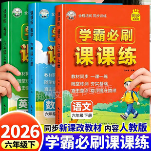六年级下册同步练习册学霸必刷语文数学全套人教版课本一课一练随堂专项强化训练题小学课时作业本天天练基础知识巩固复习练习题
