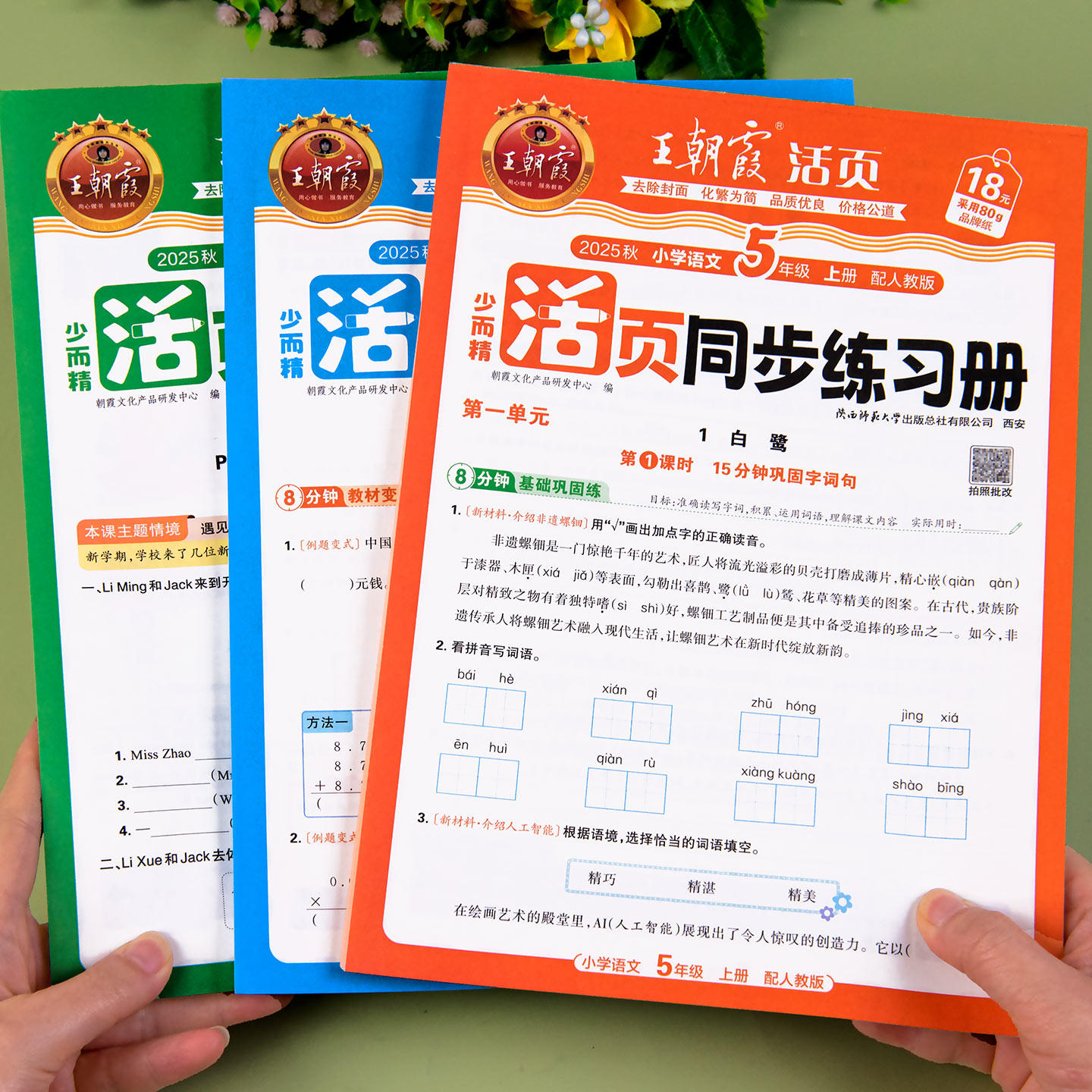五年级上册同步练习语文数学英语同步练习册人教版北师版苏教版王朝霞活页同步练习册练习题教材课本同步训练一课一练每日一练26秋