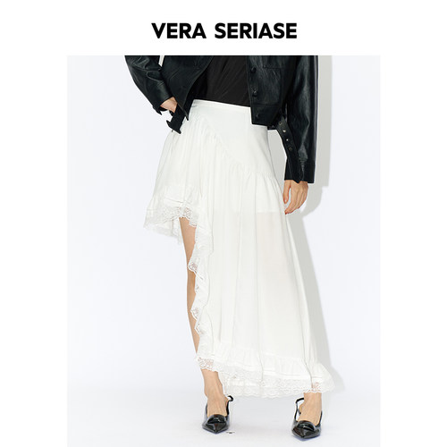 【Vera Seriase设计师品牌】2026春季新款白色不规则中长半身裙