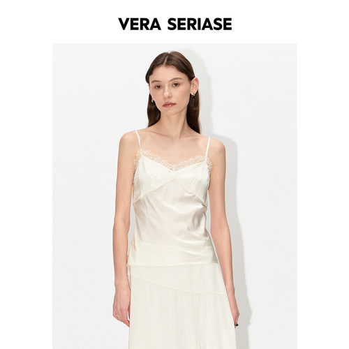 【Vera Seriase设计师品牌】夏季新款修身米白蕾丝吊带上衣
