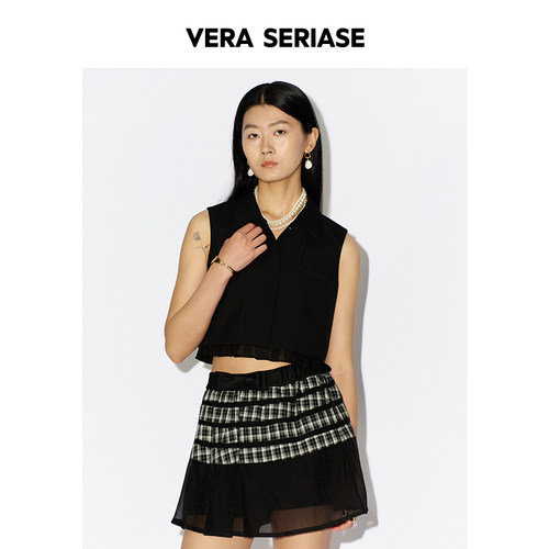 【Vera Seriase设计师品牌】2026夏季新款时尚黑色短裙梭织套装