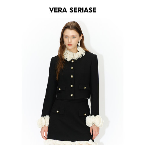 【Vera Seriase设计师品牌】2026秋季新款轻奢风黑色长袖短外套