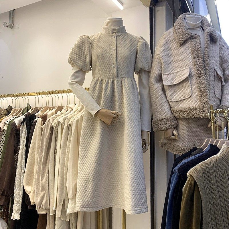 2021冬装新款长袖打底衫T恤+中长款连衣裙两件套显瘦时尚套装女装