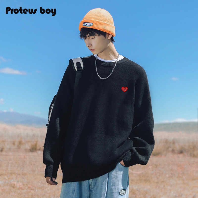 ProteusBoy毛衣男圓領冬季愛心寬松秋裝打底針織衫男士新款上衣服在類目 男裝, 針織衫/毛衣中 - 來自Buy2taobao.com提供專業的淘寶代購服務