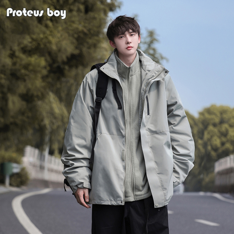 ProteusBoy棉服男款冬季日系户外运动男士加厚三合一冲锋衣外套装