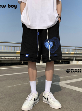 Proteus Boy潮牌爱心字母印花双抽绳系带夏季宽松休闲短裤男 A02