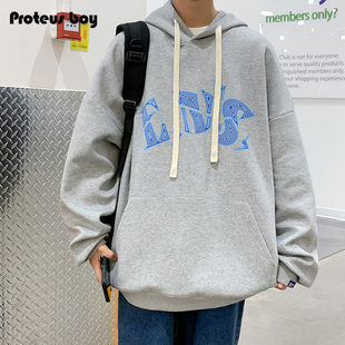 22359 拼接字母闪电印花宽松休闲套头连帽卫衣 ProteusBoy 2022AW