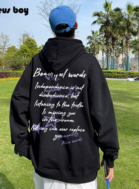 ProteusBoy连帽卫衣男春秋冬季美式五角星潦草字母休闲内搭长袖潮