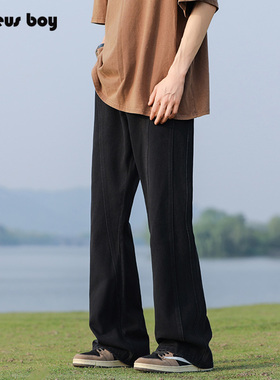 ProteusBoy牛仔裤男款春秋冬季美式高街户外运动直筒弯刀微喇叭裤