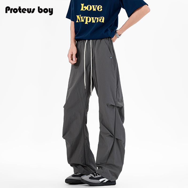 ProteusBoy裤子男款夏季春秋美式冲孔拼接直筒冰感户外运动休闲裤
