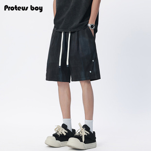 2505 做旧复古扎染撞钉户外运动直筒抽绳休闲短裤 ProteusBoy 美式