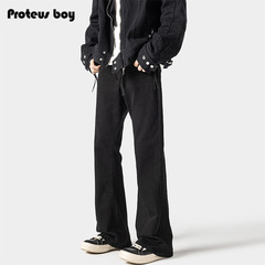 ProteusBoy牛仔裤男款春秋冬季美式复古加绒厚直筒宽松休闲长裤子