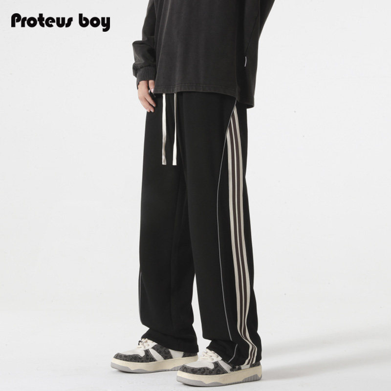 ProteusBoy 美式条纹织带拼接运动卫裤直筒可束脚阔腿休闲长裤 71,男装,休闲裤,淘宝优惠券,粉丝福利购,淘宝优惠卷