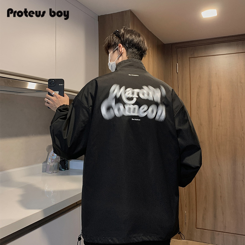 ProteusBoy 美式魔幻字母双面穿拉链夹克满天星立领冲锋衣外套 16