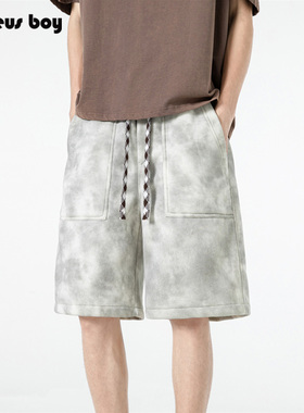 ProteusBoy 美式复古做旧扎染户外运动直筒抽绳脏脏休闲短裤 3067