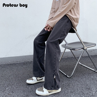 水洗高街微喇休闲长裤 ProteusBoy牛仔裤 宽松直筒男士 春秋季 子 男款