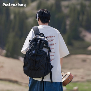ProteusBoy短袖t恤男夏季新款男士美式印花圆领纯棉上衣打底衫体T
