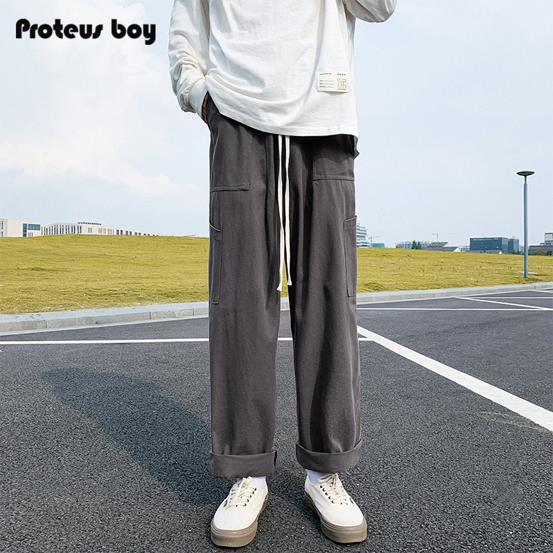 ProteusBoy裤子男款春秋冬季男士日系宽松直筒工装棉阔腿休闲长裤