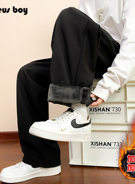 ProteusBoy裤子男款春秋冬季加厚加绒男士宽松直筒运动潮休闲长裤