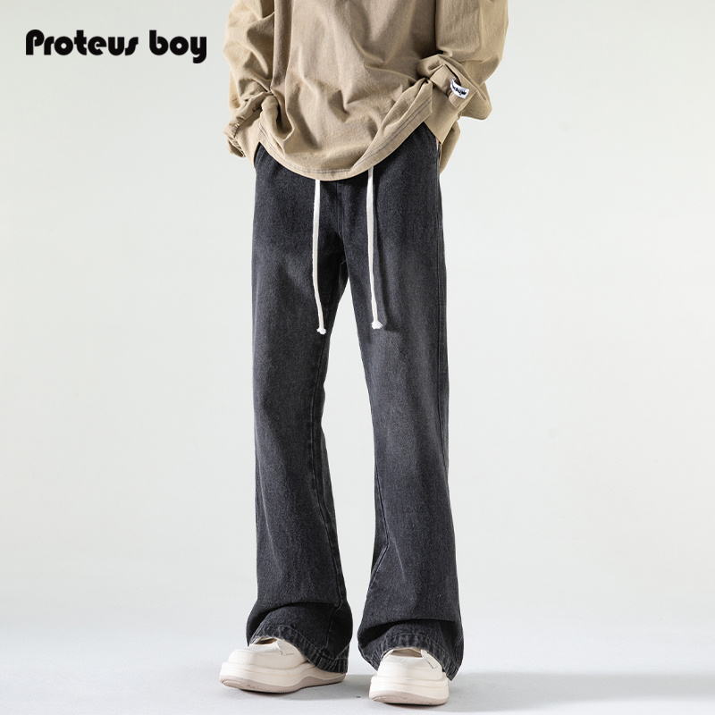ProteusBoy牛仔裤男款春秋冬季美式高街复古休闲直筒宽松微喇叭裤