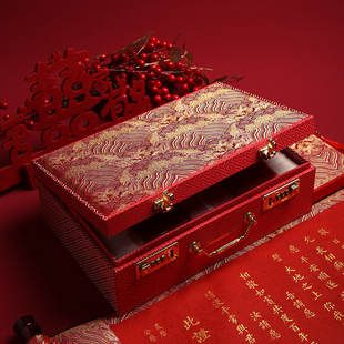 订婚彩礼现金礼盒高档密码 锁聘金提亲结婚婚礼礼金箱20万彩礼箱