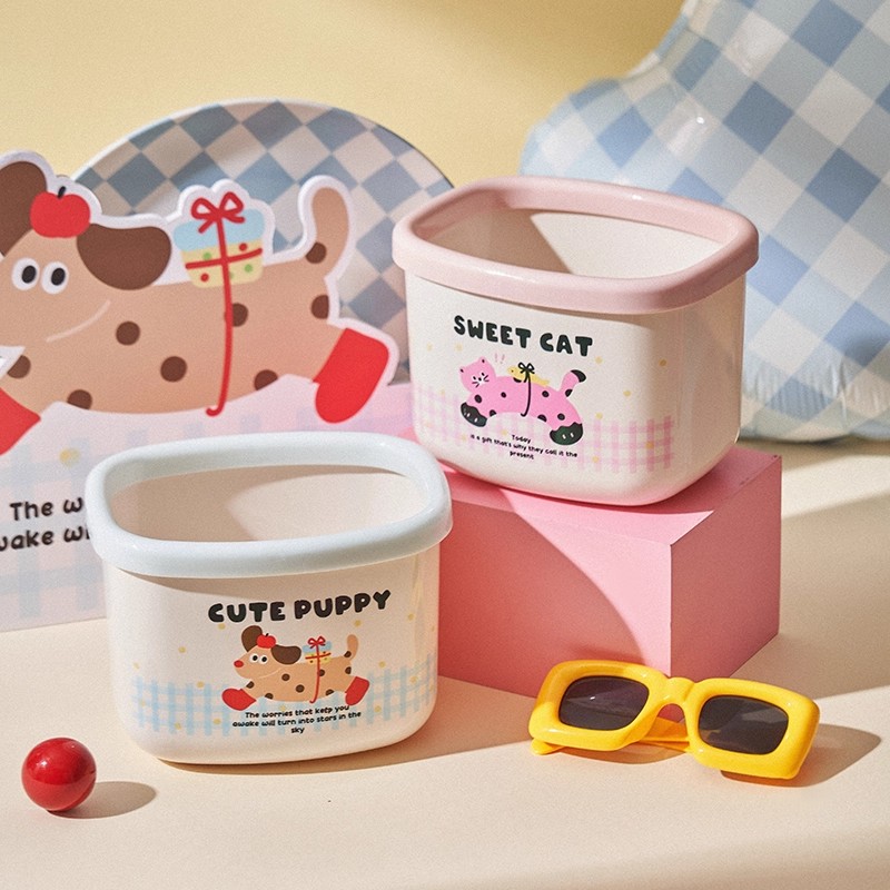 清仓-多巴胺腊肠狗桌面迷你垃圾桶家用茶几卧室翻盖废纸桶办公室