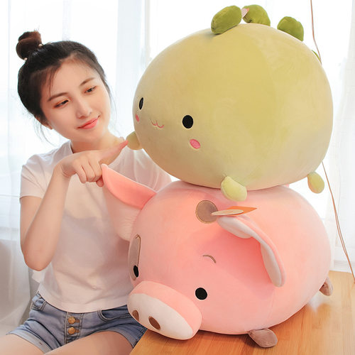 软萌森林动物团子抱枕卡通恐龙猪