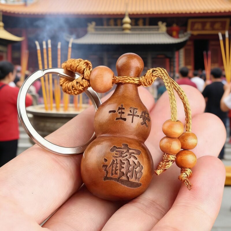 【师傅推荐】正宗普陀桃木葫芦钥匙扣挂件招财转运平安护身吉祥物