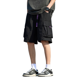 回力美式冰丝短裤男士夏季薄款2026新款工装五分裤宽松休闲中裤子