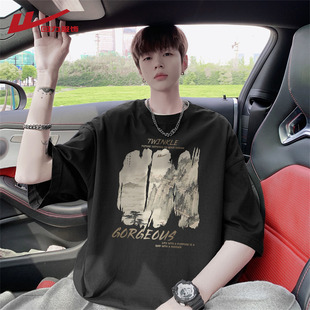 回力新中式国风短袖T恤男士夏季2025新款重磅纯棉潮牌男生上衣服