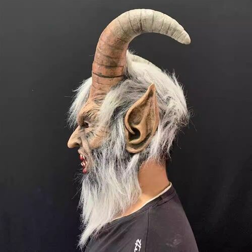 恐怖地狱使者头套万圣节cospla路西法堕落天使恶魔撒旦羊头人面具