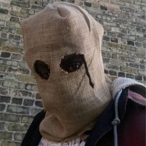 万圣节恐怖麻布袋头套针织蒙面漏眼面罩陌生人吓角色扮演搞怪面具